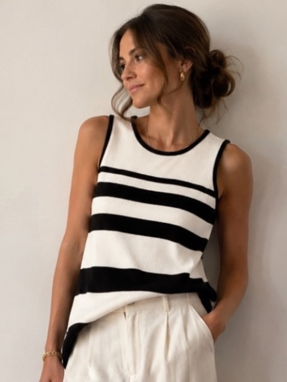 Jones New York Sport Women's Striped Tank Top - 100% Cotton - Size Small